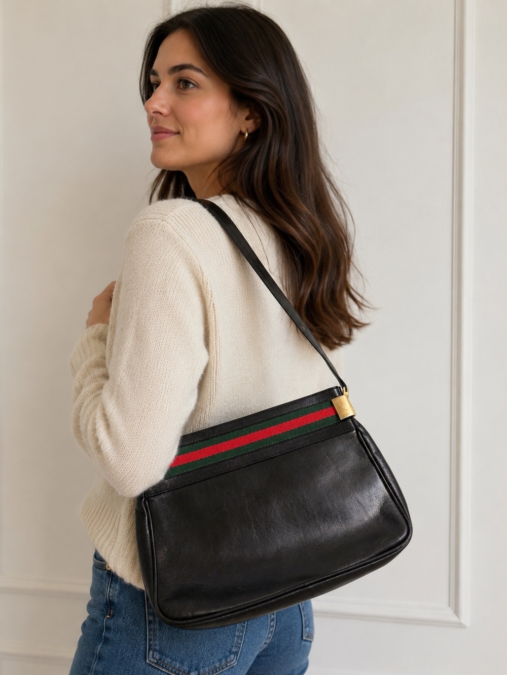 Vintage Gucci Web Stripe Shoulder Bag